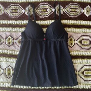 Intimissimi black pointelle cami with red rosette